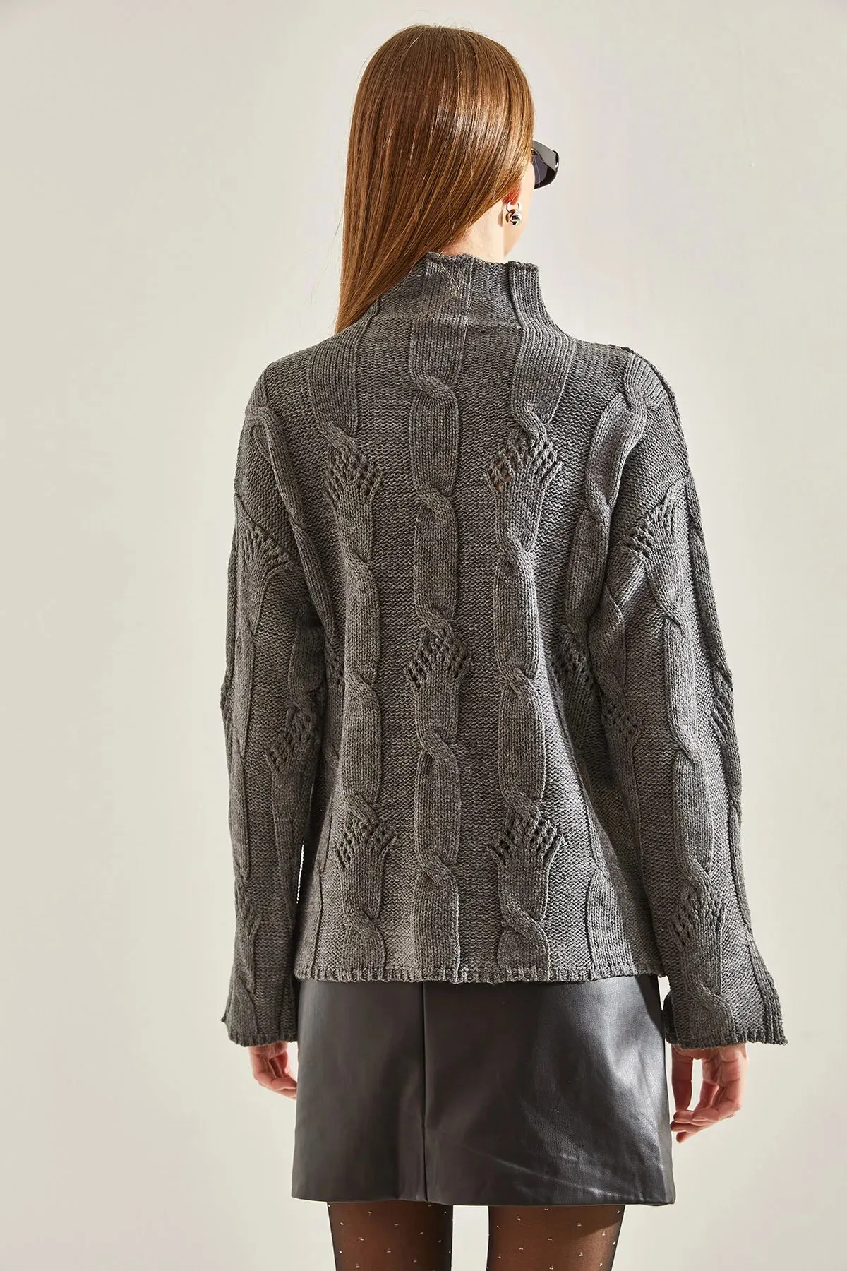 Women's Half-Turtleneck Cable Knit Sweater