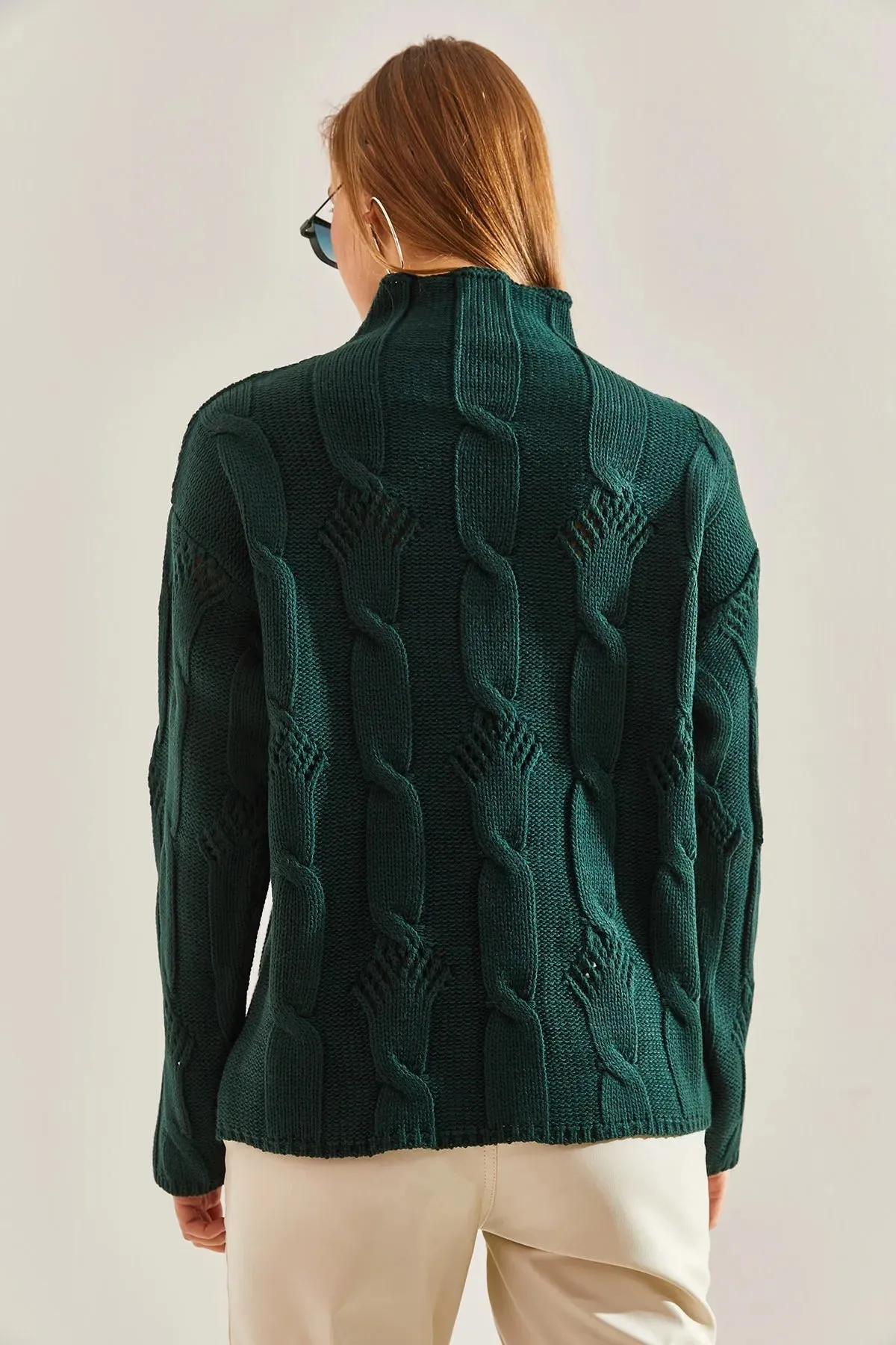 Women's Half-Turtleneck Cable Knit Sweater