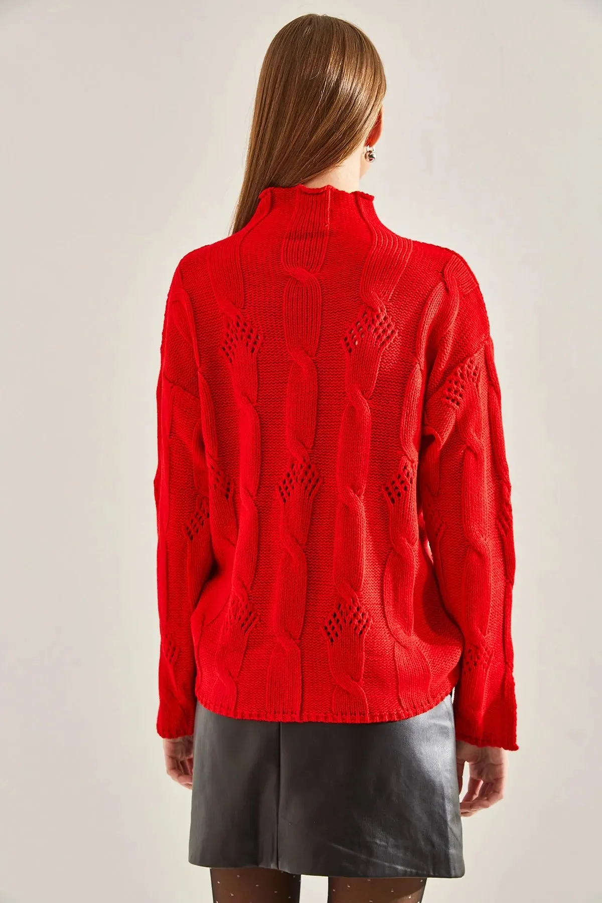 Women's Half-Turtleneck Cable Knit Sweater