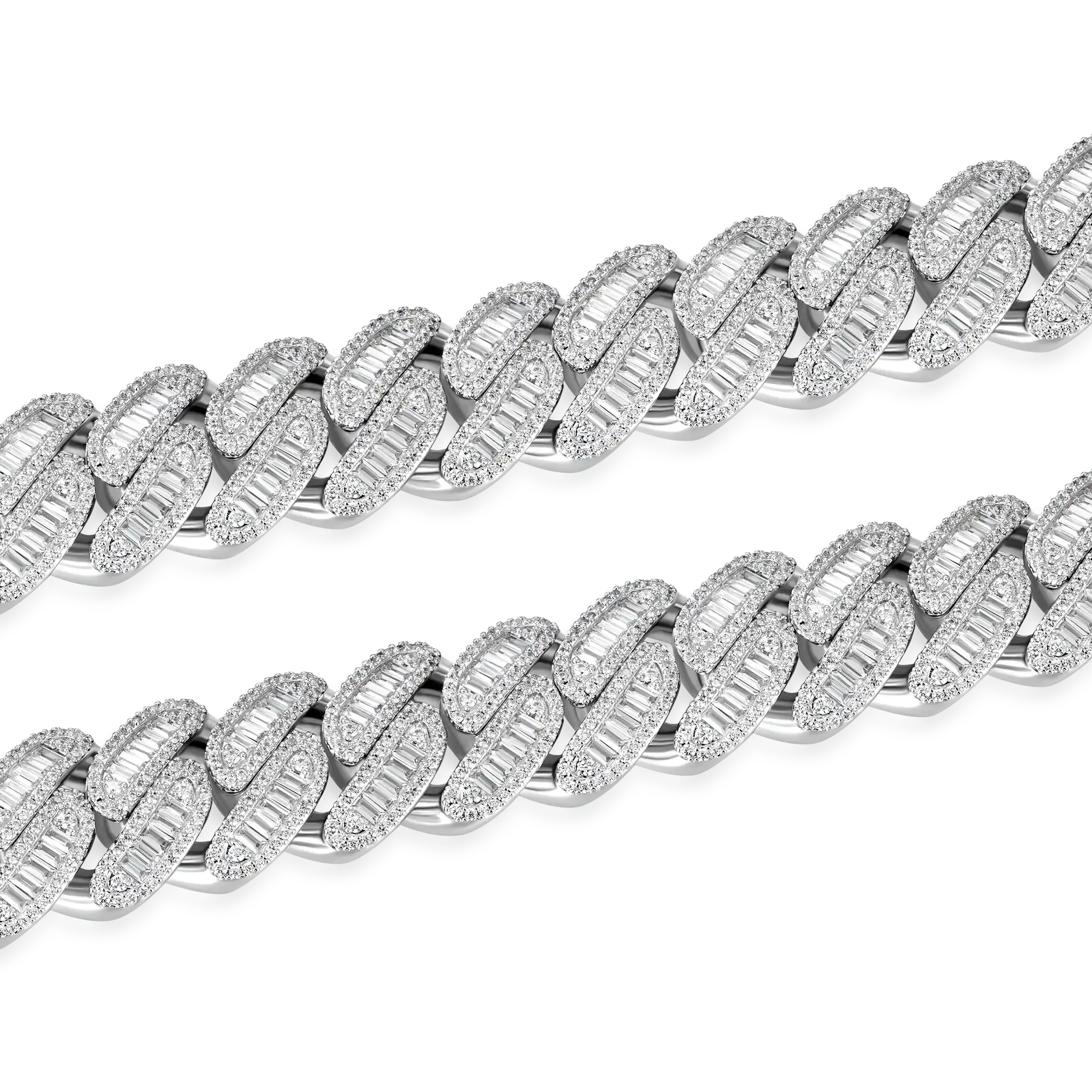 Women's Halo Baguette Cut Cuban Link Chain