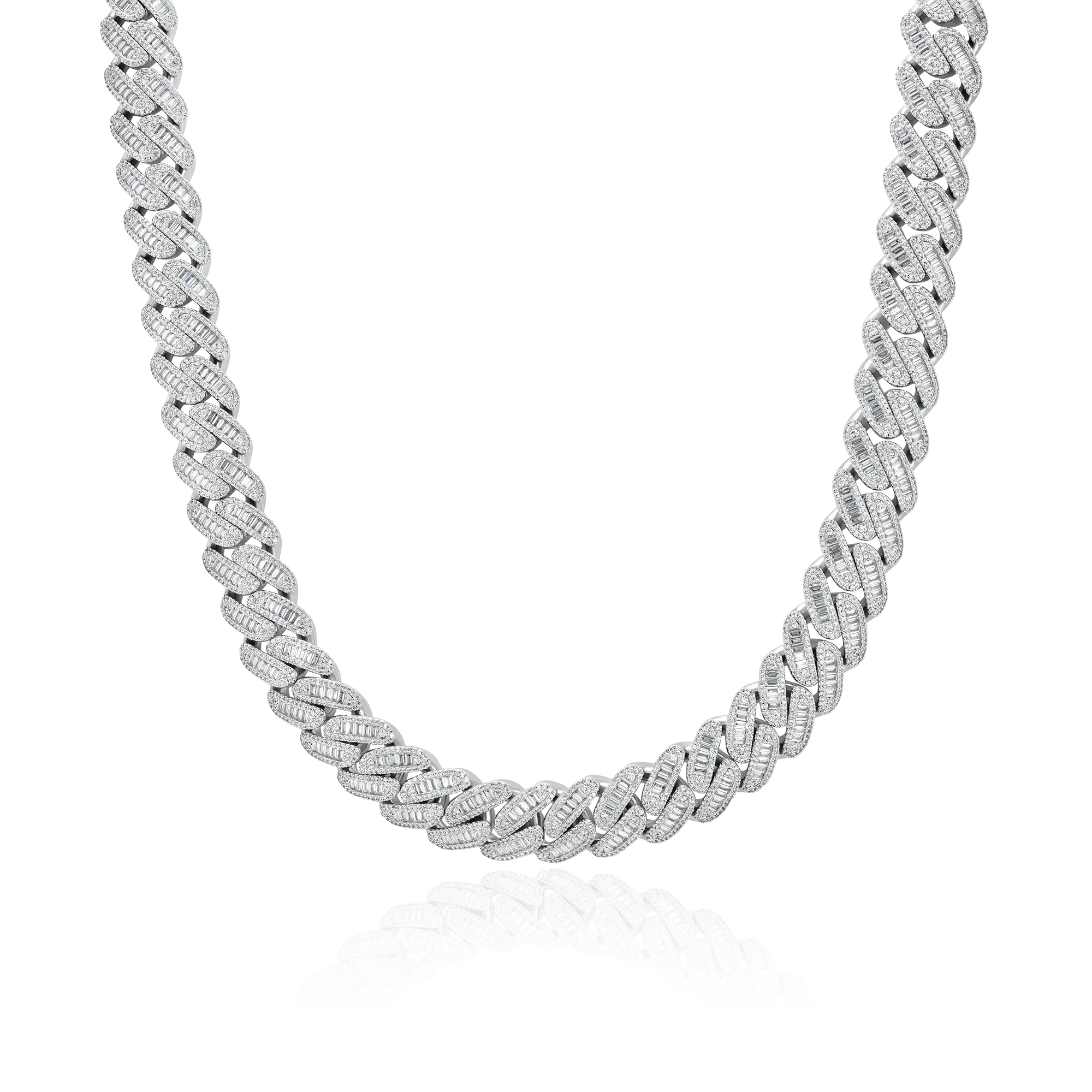 Women's Halo Baguette Cut Cuban Link Chain