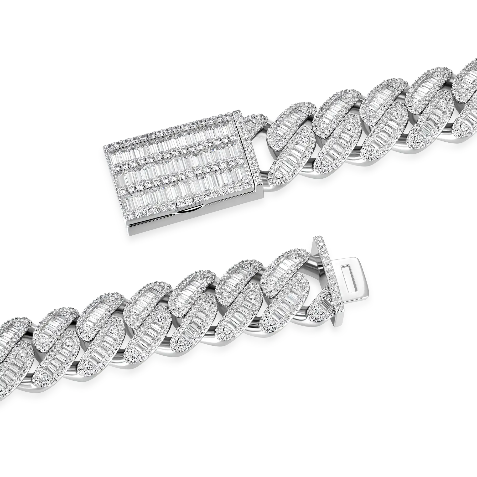 Women's Halo Baguette Cut Cuban Link Chain