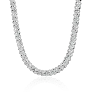 Women's Halo Baguette Cut Cuban Link Chain