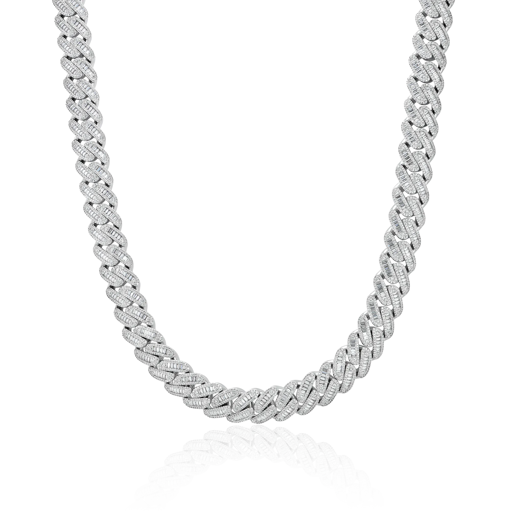 Women's Halo Baguette Cut Cuban Link Chain