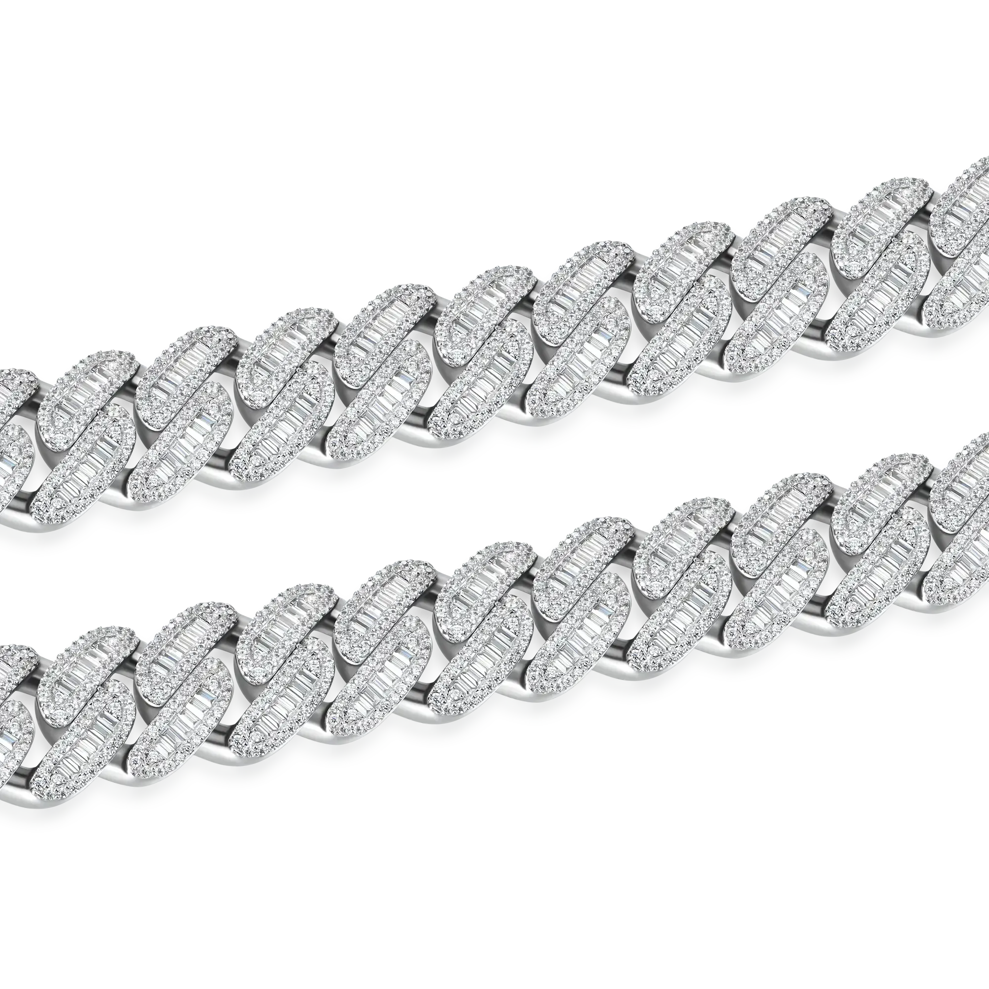Women's Halo Baguette Cut Cuban Link Chain