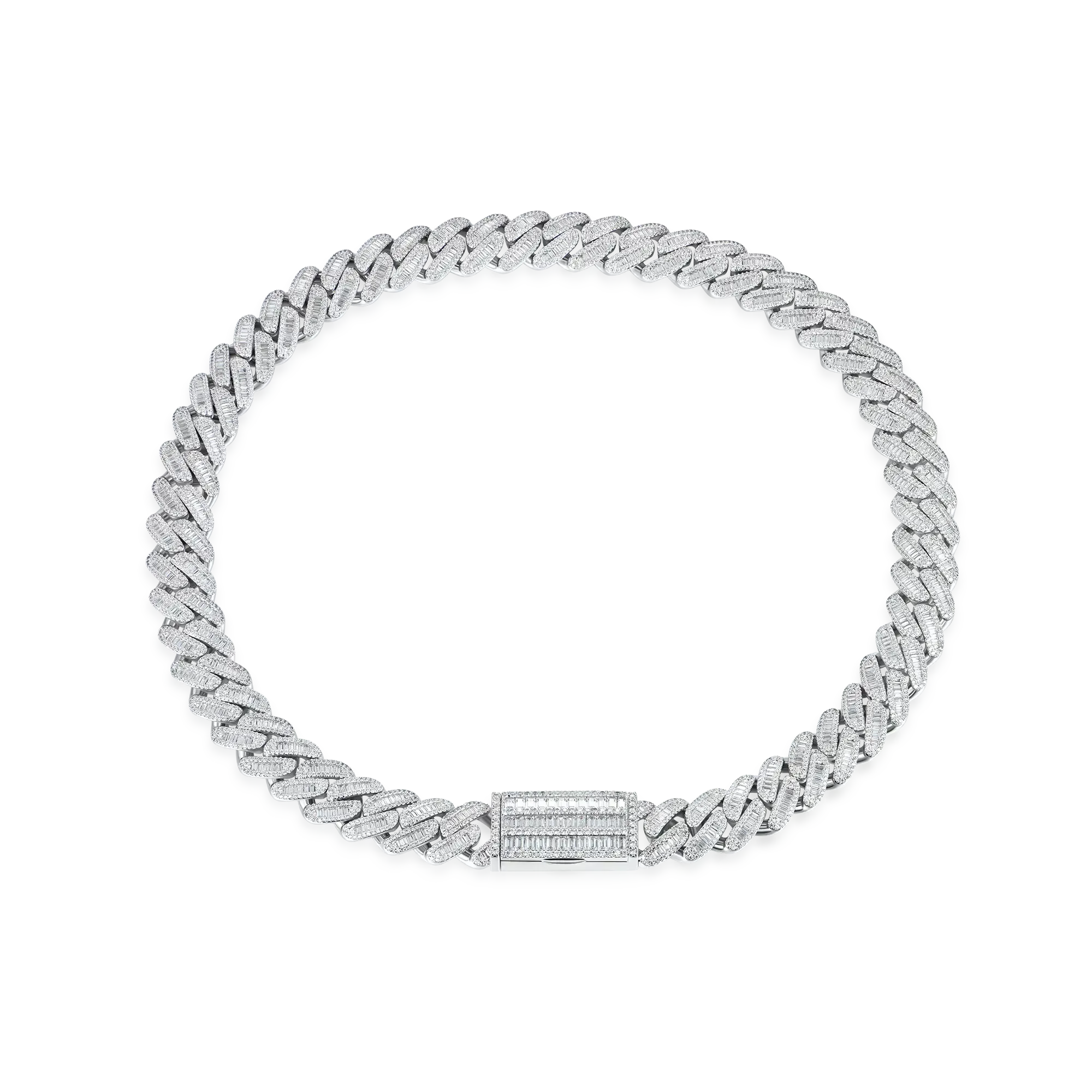 Women's Halo Baguette Cut Cuban Link Chain