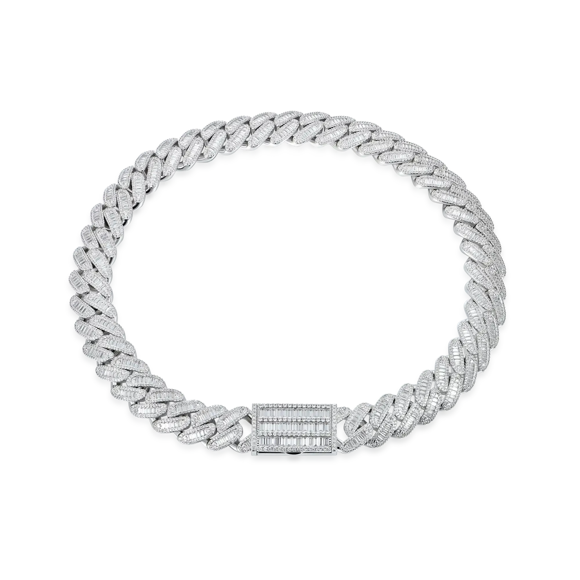 Women's Halo Baguette Cut Cuban Link Chain