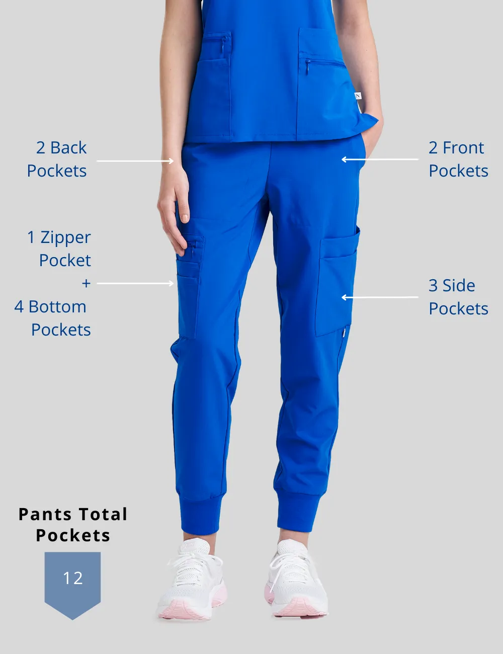 Womens Jogger Scrub Pants - Stone Gray