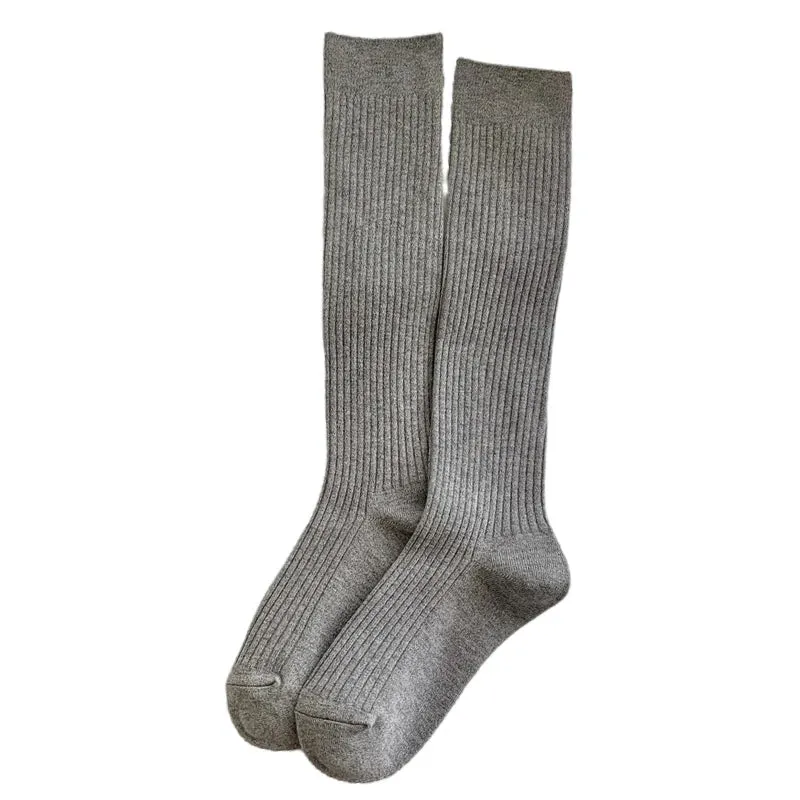 Women's Knee High Socks - Fashionable Solid Color Warm Stockings for Autumn and Winter