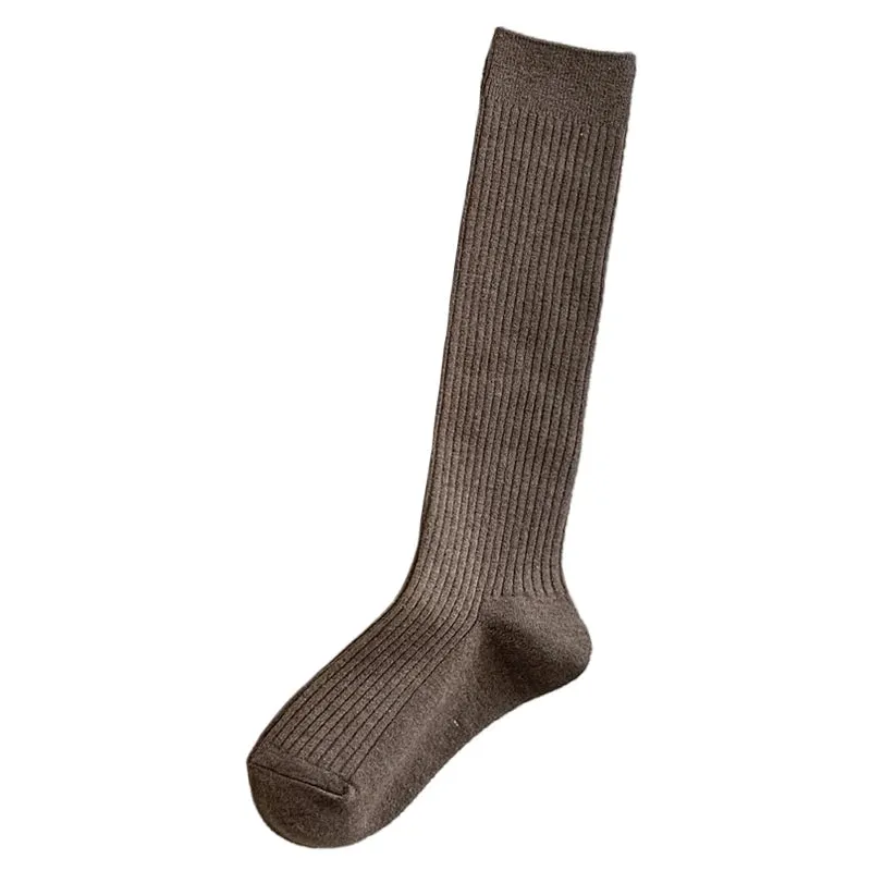 Women's Knee High Socks - Fashionable Solid Color Warm Stockings for Autumn and Winter