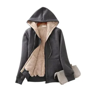 Women's Lagom Sherpa-Lined Full Zip Hoodie in Charcoal