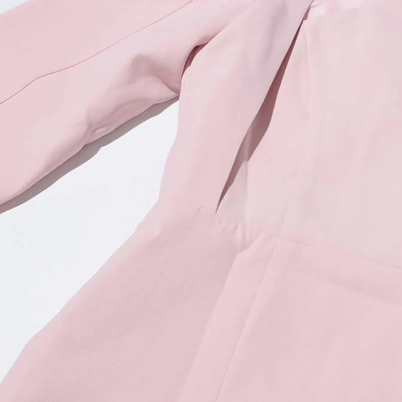 Women's Leaf Crepe Drop Hem Jacket with Slash Detailing in Pink Black