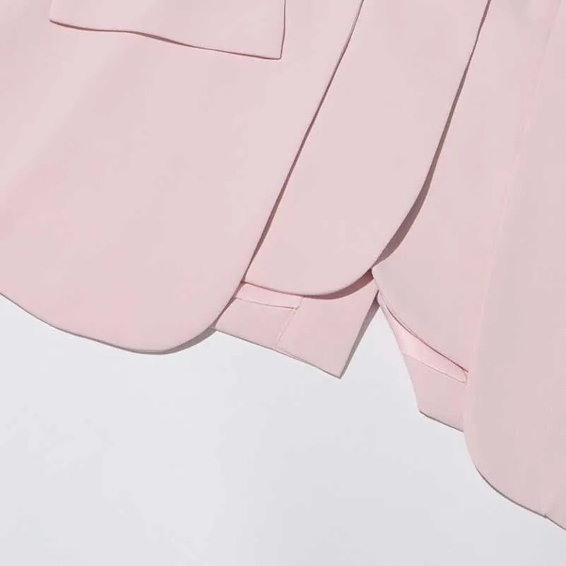 Women's Leaf Crepe Drop Hem Jacket with Slash Detailing in Pink Black