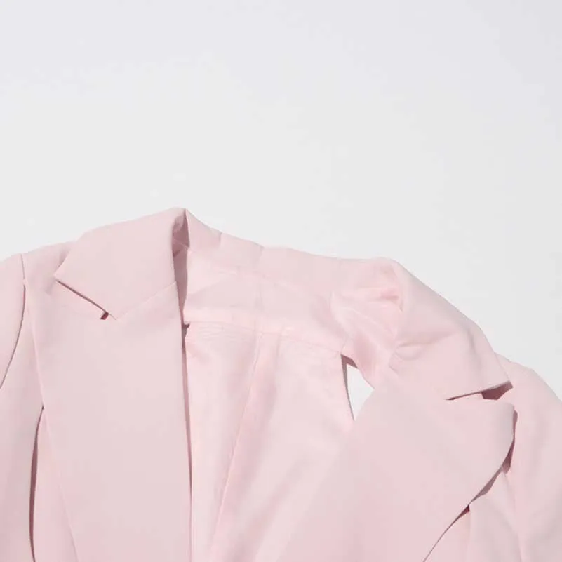 Women's Leaf Crepe Drop Hem Jacket with Slash Detailing in Pink Black
