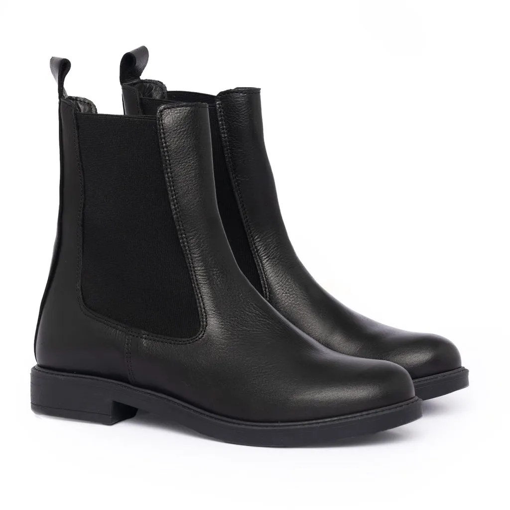 Women's Leather Beatles Boots - Black