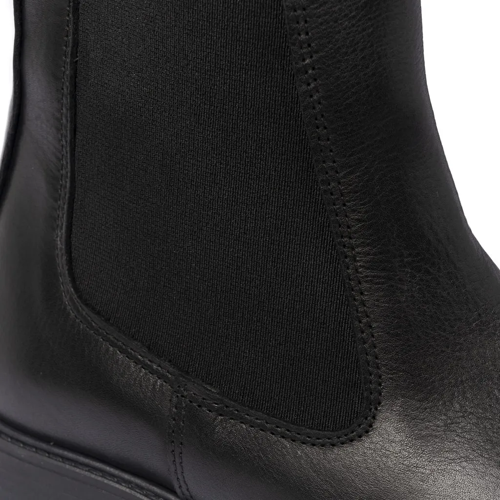 Women's Leather Beatles Boots - Black