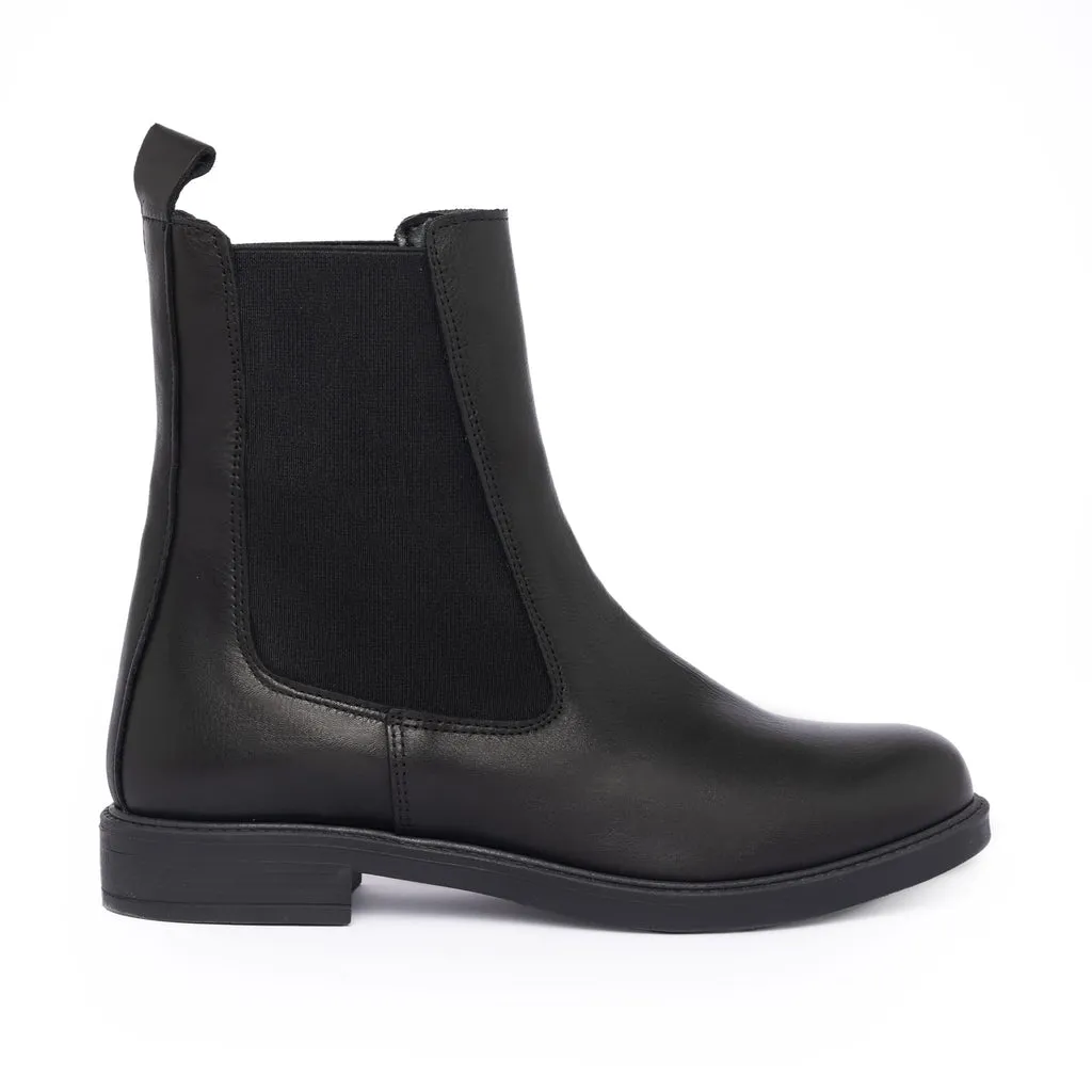Women's Leather Beatles Boots - Black
