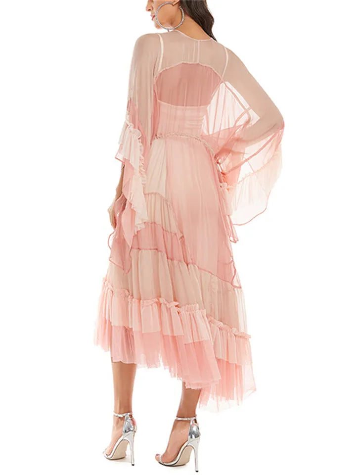 Women's Light Pink Holiday Beach Flowy Dress