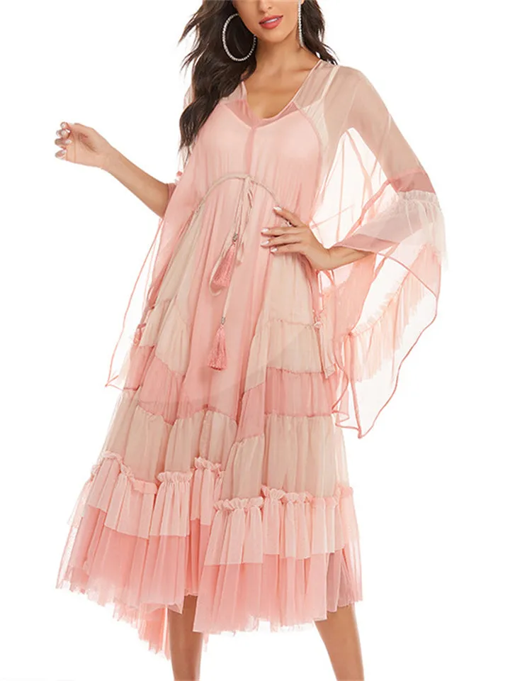 Women's Light Pink Holiday Beach Flowy Dress