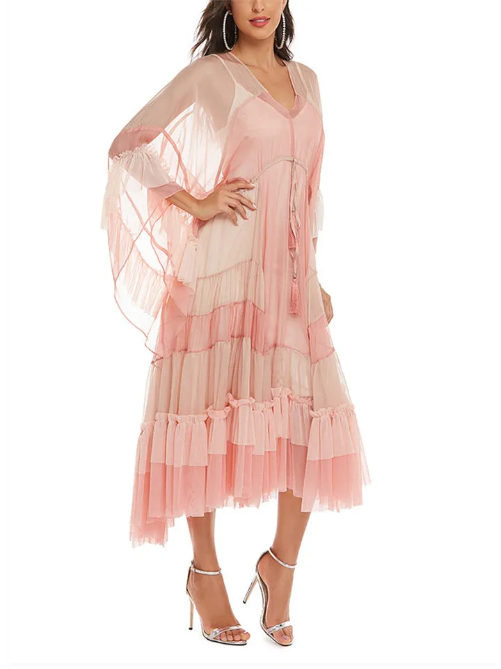 Women's Light Pink Holiday Beach Flowy Dress
