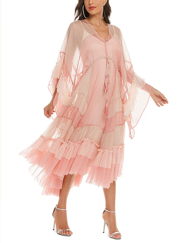 Women's Light Pink Holiday Beach Flowy Dress