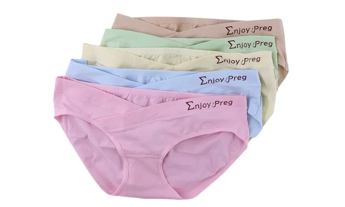 Women's Low-Waist Cotton Maternity Pregnancy Postpartum Underwear Panties (5-Pack)