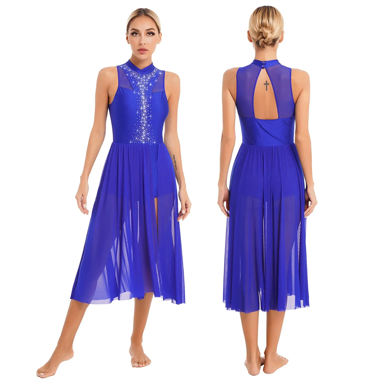 Womens Lyrical Dance Dress: Sparkly Sequin Ballet Gymnastics Leotard Dresses