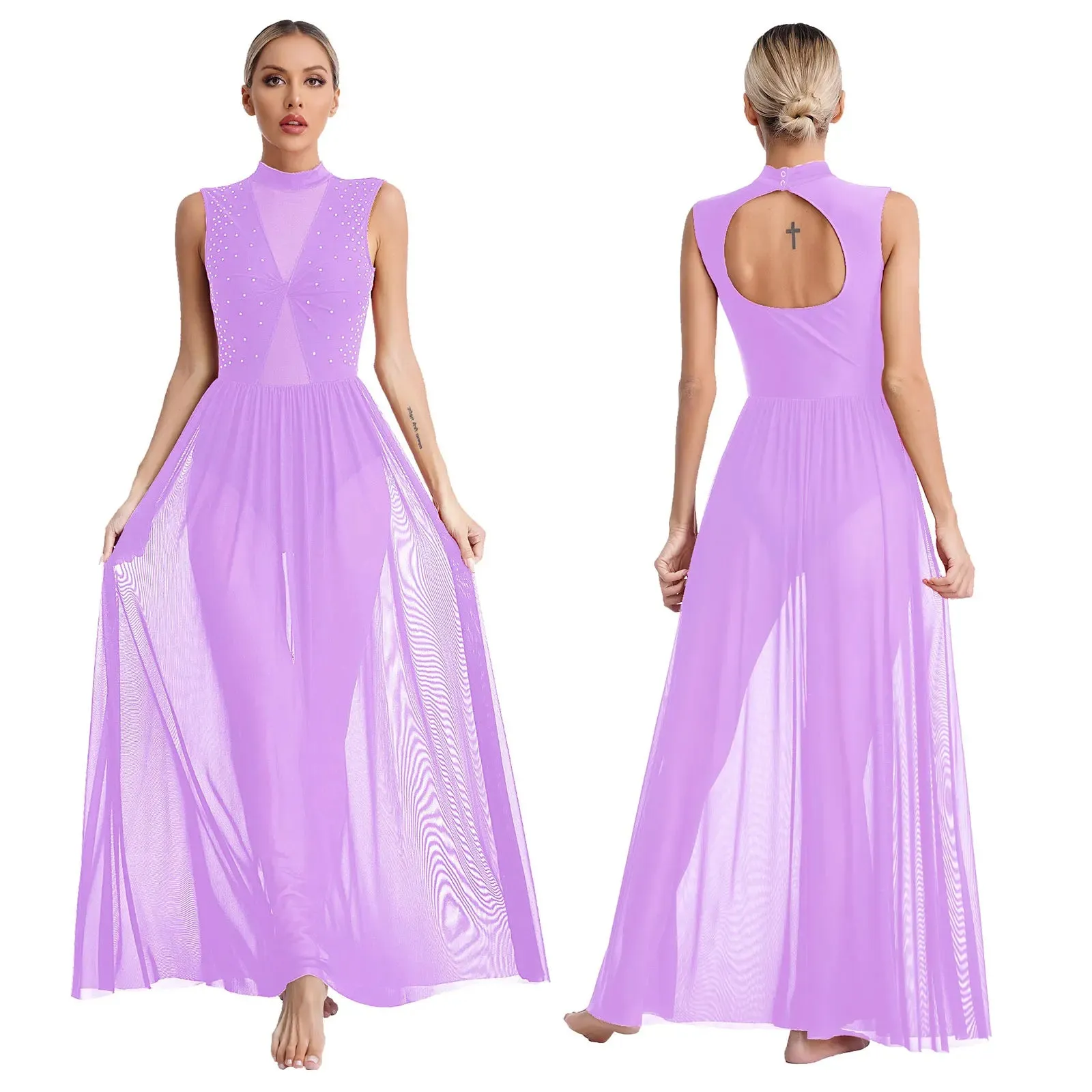 Womens Lyrical Dance Dress: Sparkly Sequin Ballet Gymnastics Leotard Dresses