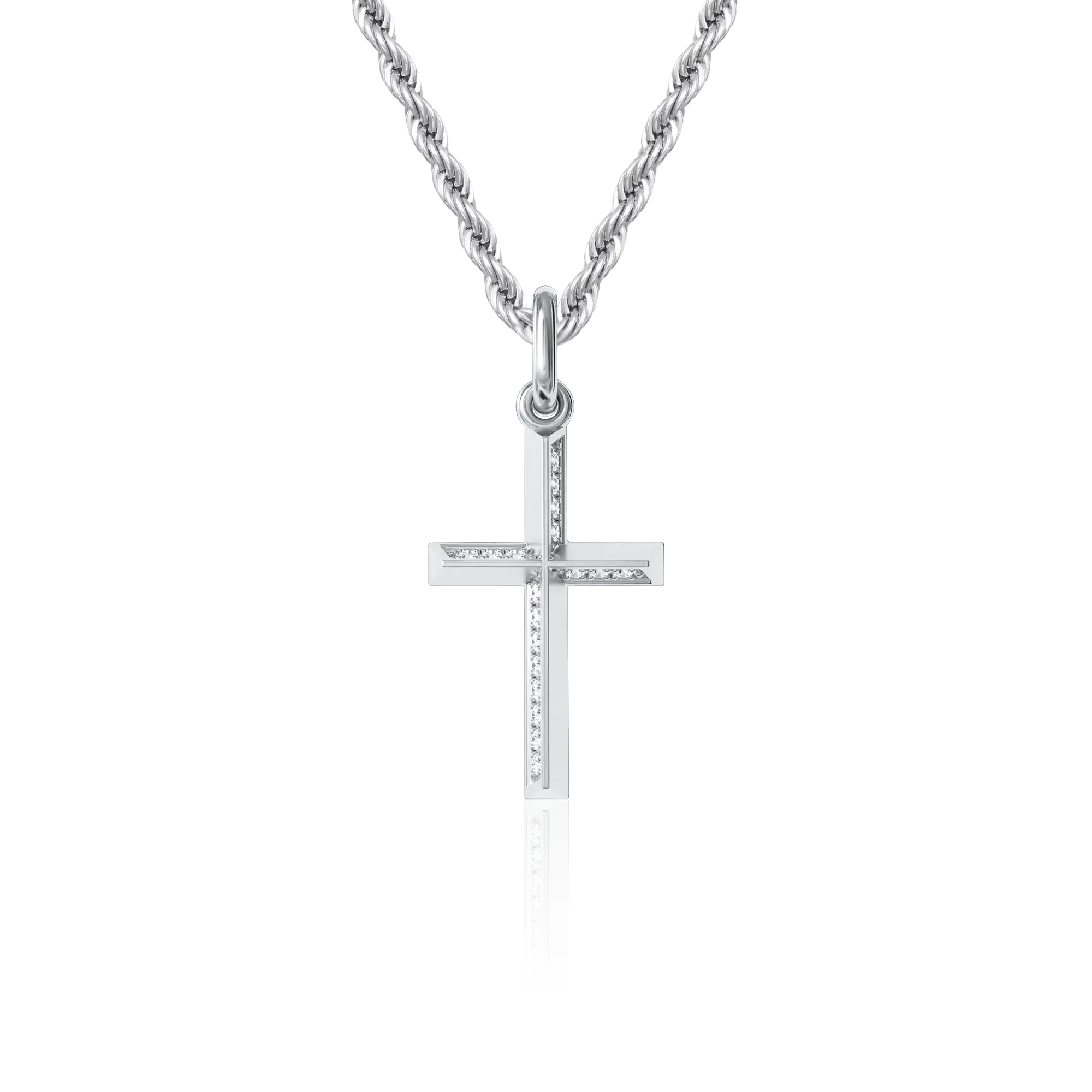 Women's Micro Solid 18K Three-dimensional Cross Pendant