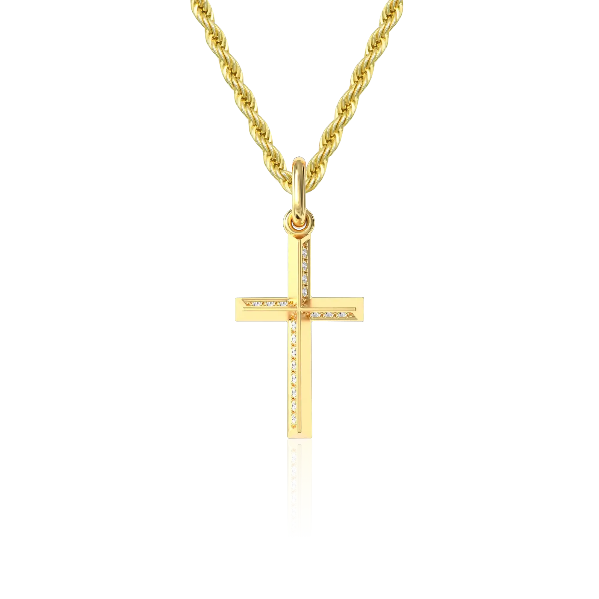 Women's Micro Solid 18K Three-dimensional Cross Pendant