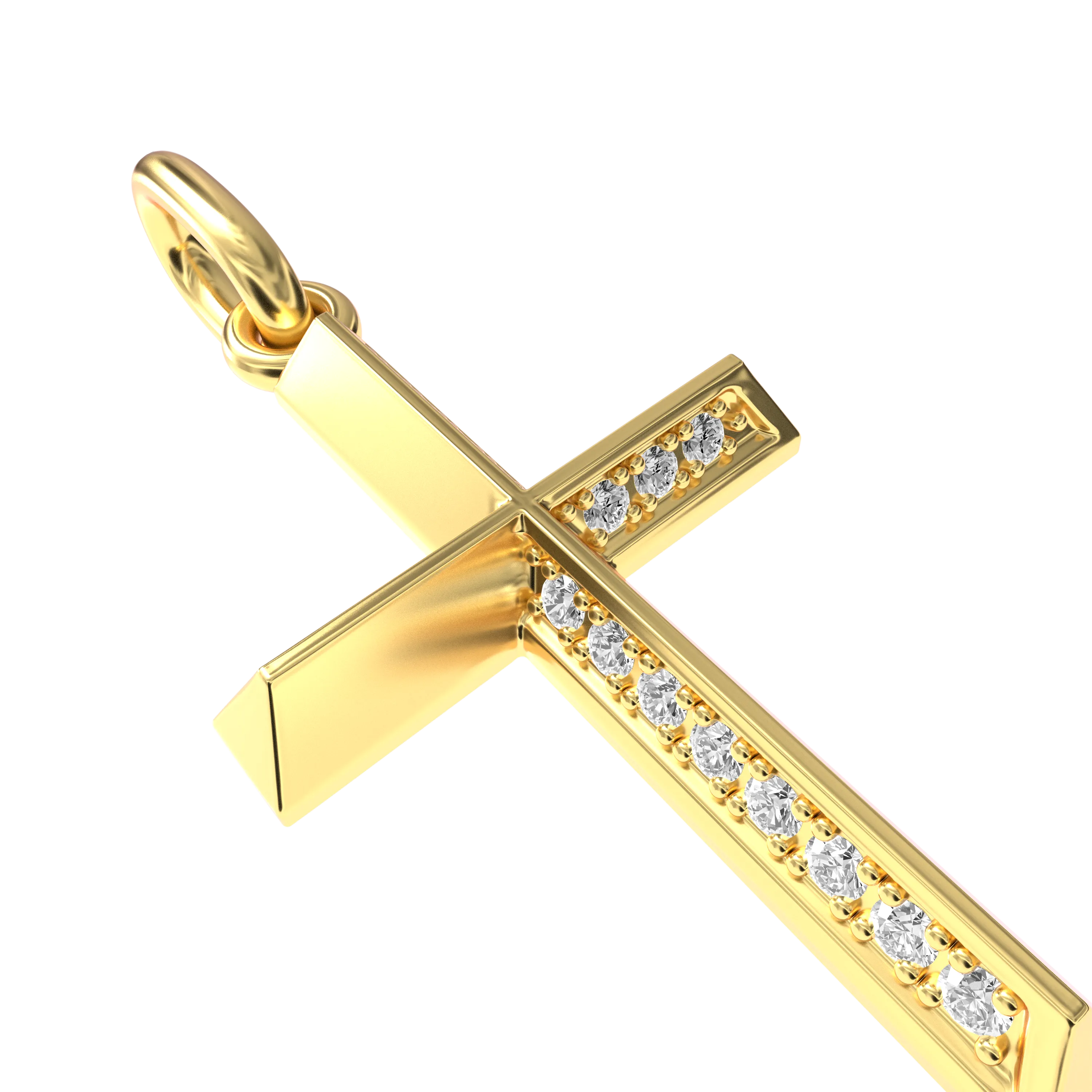 Women's Micro Solid 18K Three-dimensional Cross Pendant