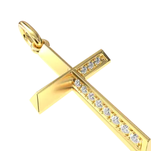Women's Micro Solid 18K Three-dimensional Cross Pendant