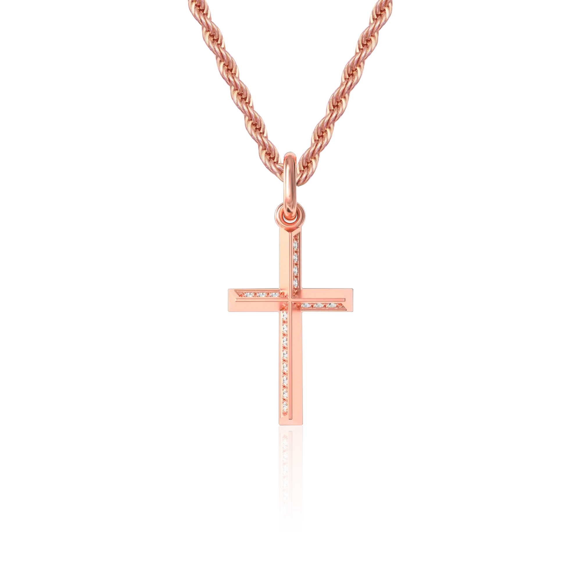 Women's Micro Solid 18K Three-dimensional Cross Pendant