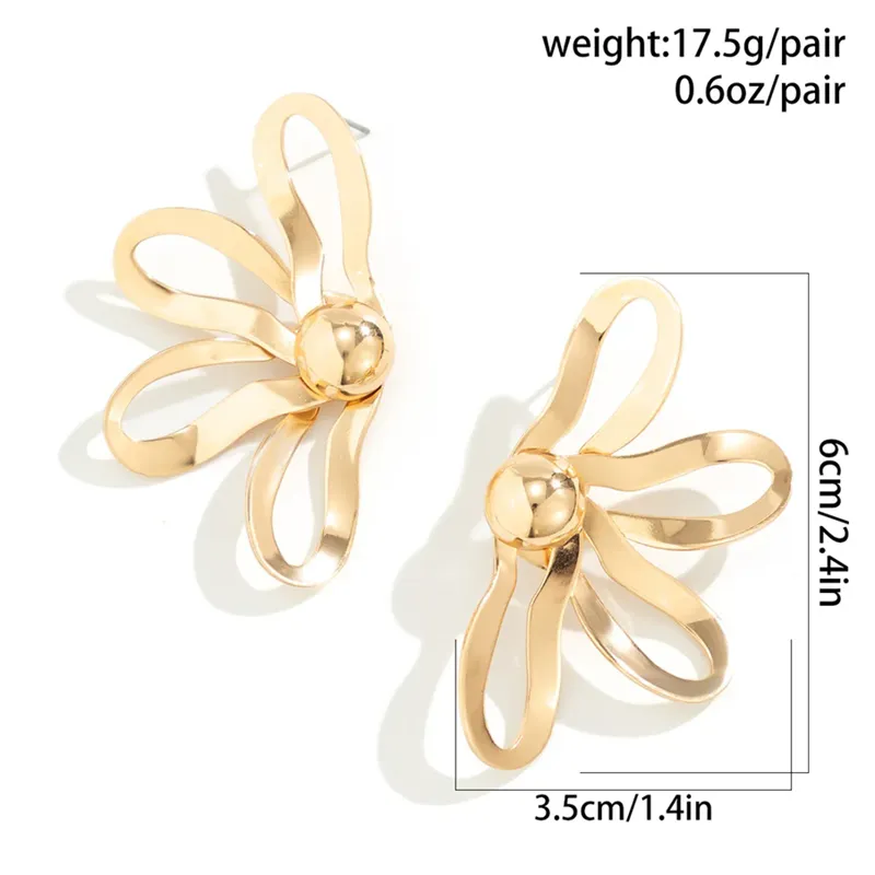 Women's Piercing Cutout Half Flower Petal Earrings