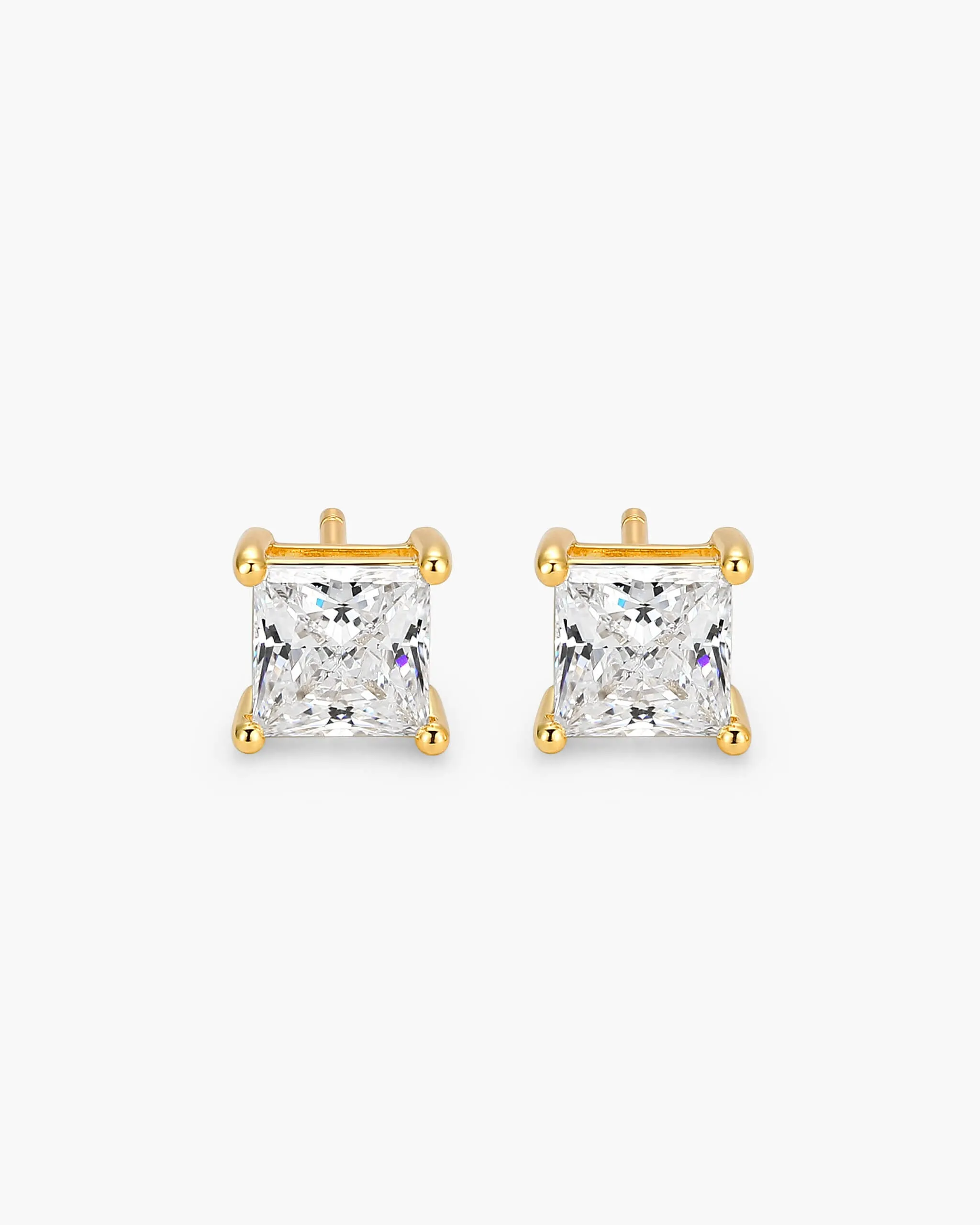 Women's Princess Cut Stud Earrings - Gold