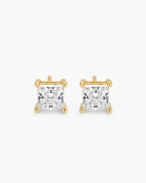 Women's Princess Cut Stud Earrings - Gold