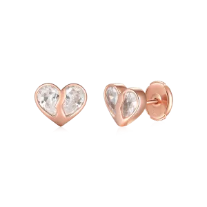 Women's Radiant Hearts Entwined Stud Earrings