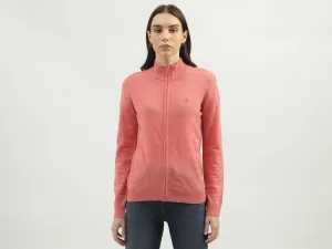 Women's Regular Fit High Neck Knitted Cardigan