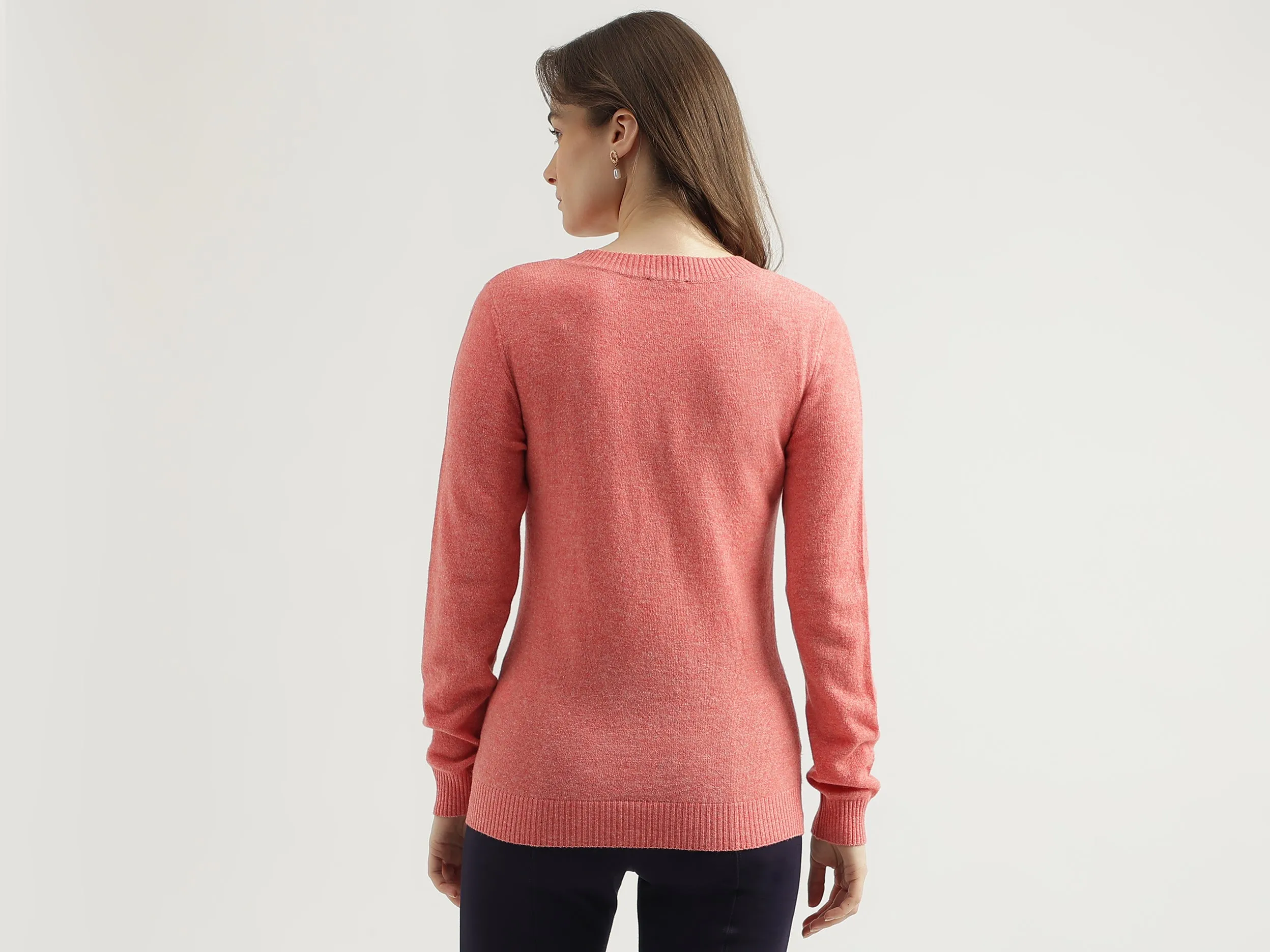 Women's Regular Fit V-Neck Solid Sweater