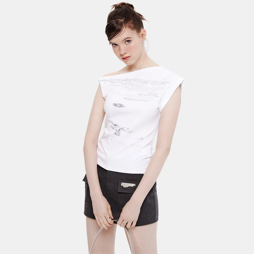 Women's Sexy Irregular Shoulder Slim T-shirt