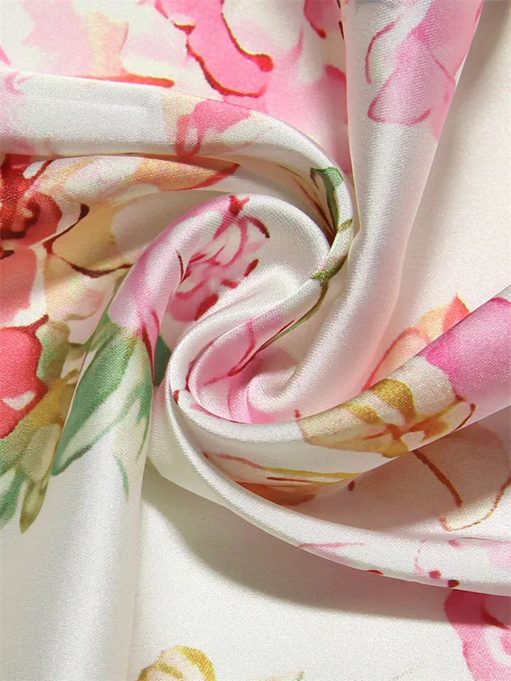 Women's Sexy Sweetheart Spaghetti Strap Rose Print Dress