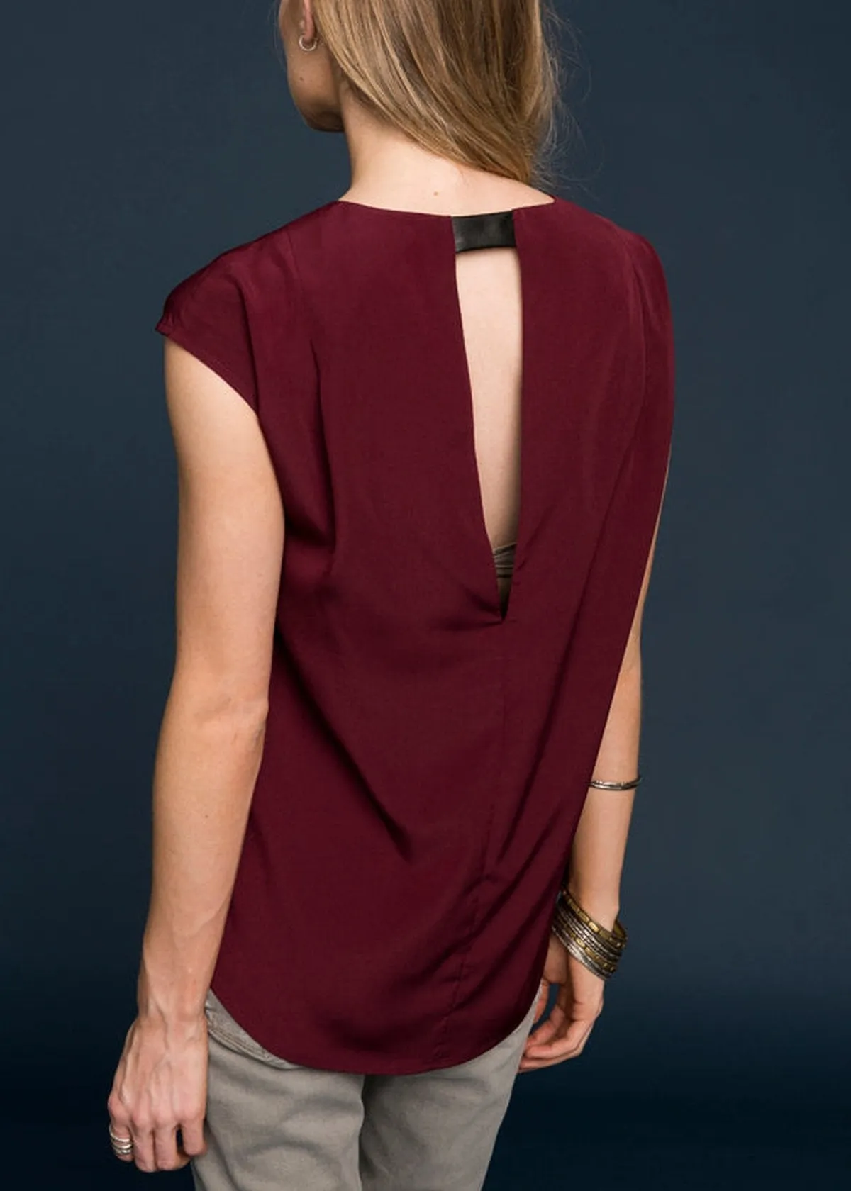 Women's Sleeveless Round Neck Hi Lo Top