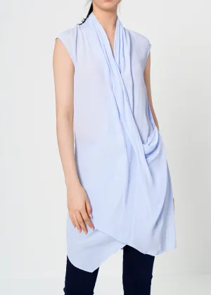 Women's Sleeveless Surplice Draped Detail Top