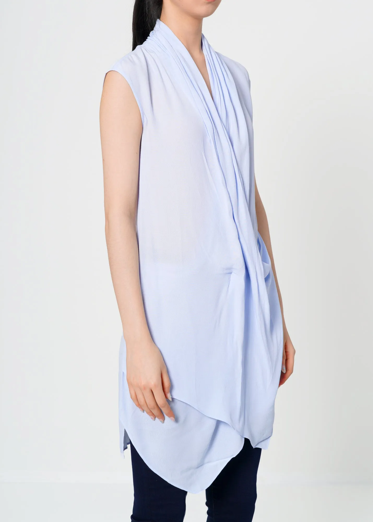 Women's Sleeveless Surplice Draped Detail Top