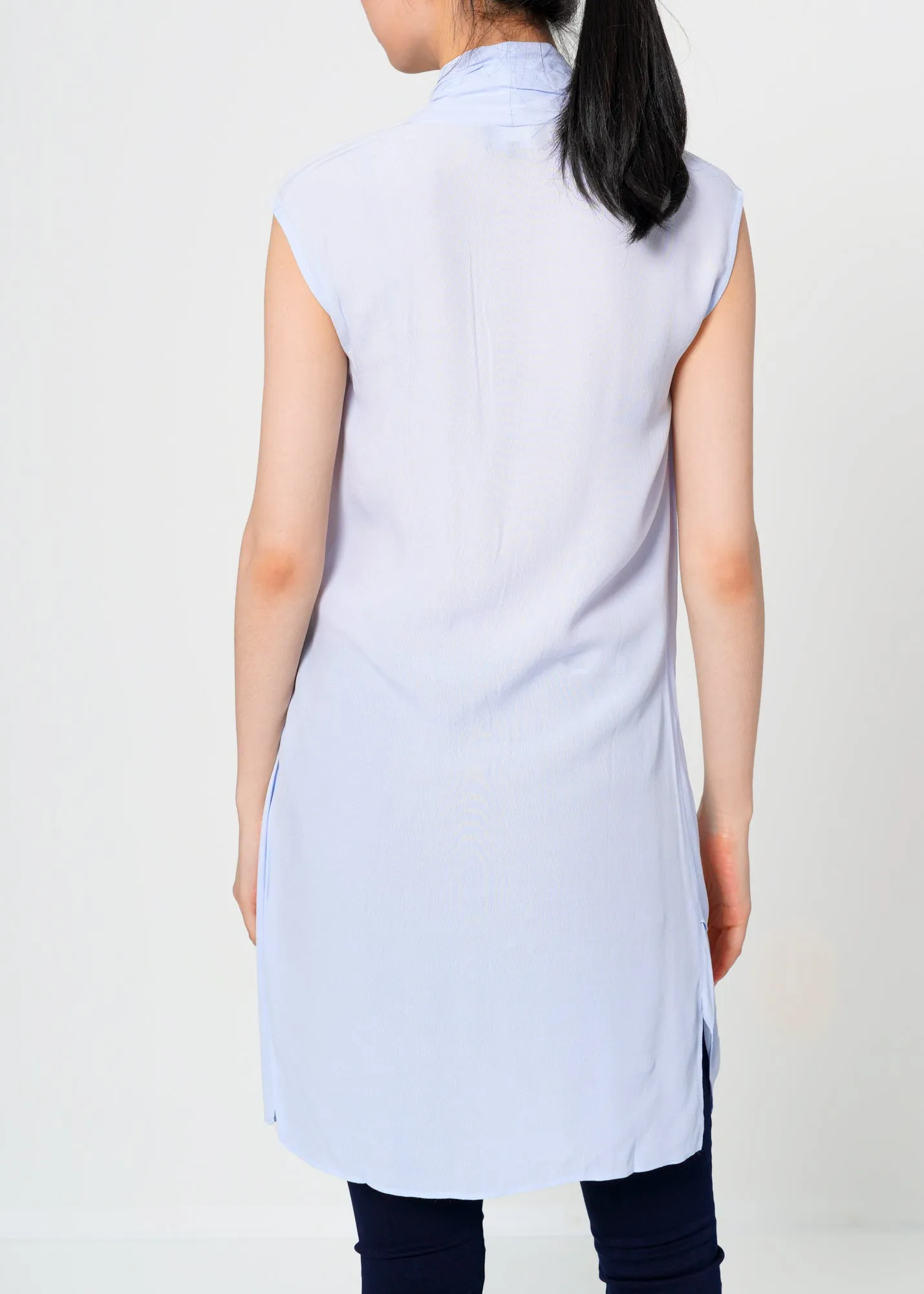 Women's Sleeveless Surplice Draped Detail Top