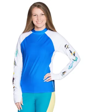 Women's Snorkel Hawaii Fish ID Rash Guard - Royal