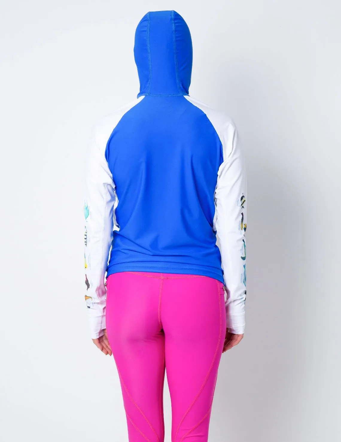 Women's Snorkel Hoodie Rash Guard - Hawaii Fish ID - Navy