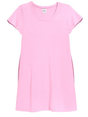 Women's Soft Supima Cotton Easy Cover-Up T-Shirt Pocket Dress | Bright Light Pink
