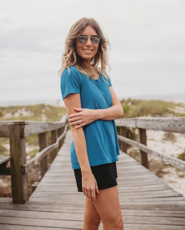 Women's Soft Supima Cotton Short Sleeve Everyday Comfy Crew Tee | Bright Light Pink