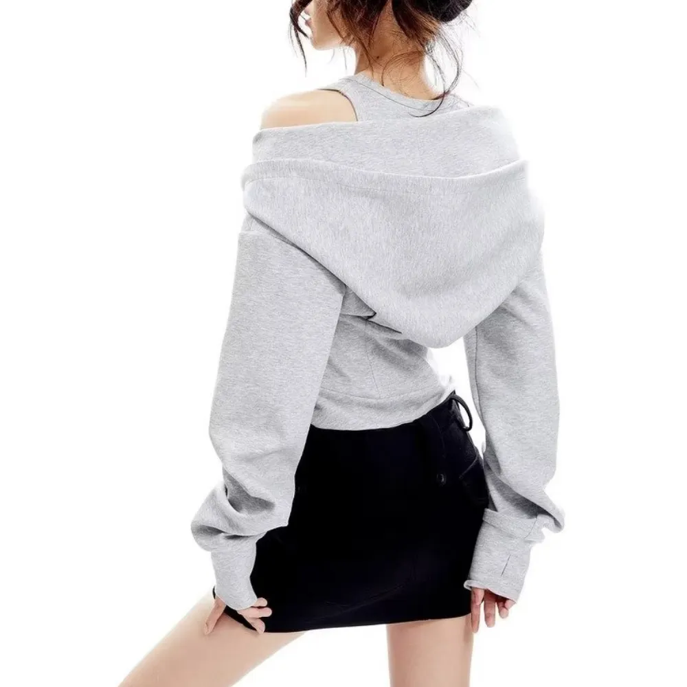 Women's Solid Color Halter Hoodie